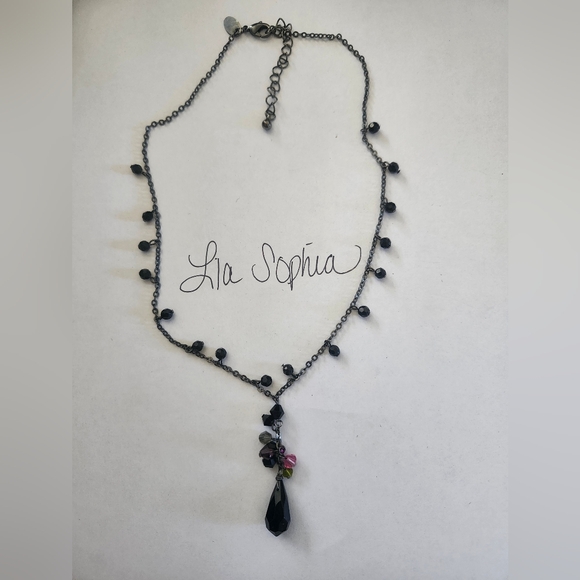 Lia Sophia Jewelry - LIA SOPHIA Black and Purple Drop T Necklace